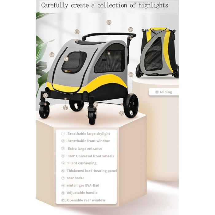 Візок для собак та котів 2-в-1 Boxer SmartSpace: великий об'єм, 600D Oxford, вантажопідйомність до 60 кг