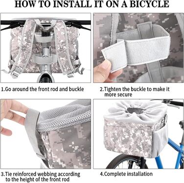 Велосипедна сумка-переноска для собак та котів до 6,8 кг, сірого кольору. З регульованим плечовим ременем та страхувальним тросом.