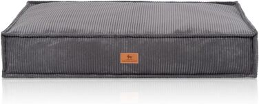 М'який лежак для собак Lesedi Cord з ручною в'язкою, 135x90 см, сірий - знімний, пральний чохол - для великих, середніх та маленьких собак