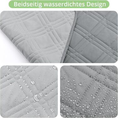 Водонепроникний килимок для собак, килимок для котів, неслизький, міцний, для захисту дивану, ліжка, автокрісла, можна прати в пральній машині (172 x 208 см, сірий)