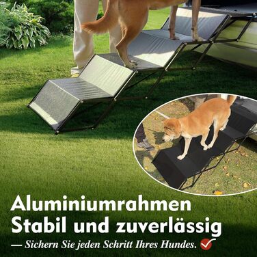 Сходинки для собак XARILK - 5-ступенева складана трепетка з алюмінію, до 110 кг, 44 см, для авто, позашляховиків, ліжок та вантажівок