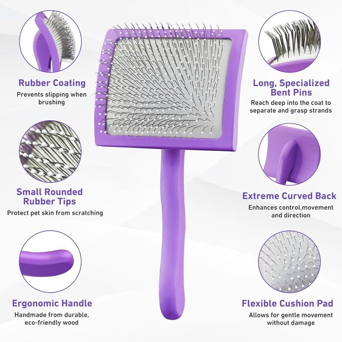 Щітка для грумінгу собак золотистих пуделів, щітка для пуделів, щітка для собак з маленькими гумовими наконечниками, аксесуари для Golden Doodle, гребінець Dematting з довгими зубцями для довгошерстих собак (великий)
