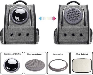 Рюкзак для тварин: переноска для кота/собаки до 10 кг, сірий, дихаючий, для подорожей, схвалений авіакомпаніями