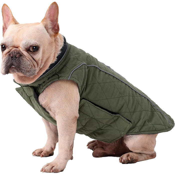 Зимовий теплий одяг для собак - куртка, жилетка, 7 розмірів для маленьких, середніх, великих та гігантських собак, вітронепроникний костюм, одяг для домашніх тварин (M, ЗЕЛЕНИЙ)