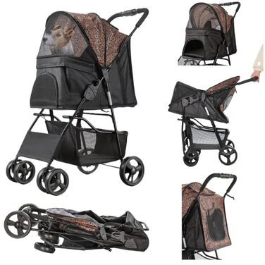 Візок для собак Сенна сірий (чорний & леопард)