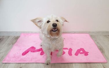 Килимок для собак на замовлення з фоновим малюнком, кісточками, лапами, текстом та шрифтом