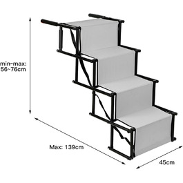 Рампа для собак у машину, складана, регульована висота, до 75 кг (чорний/світло-сірий)