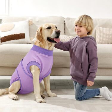 Захисний одяг для собак Kuoser M після операції (для сук та кобелів), дихаючий, альтернатива електронному нашийнику, розмір M (спина: 34-41 см; груди: 49-59 см), колір: фіолетовий