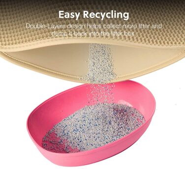 Килимок для котячого туалету WePet, мат для котячого лотку – середній розмір, стільникова структура, двошаровий килимок, без фталатів, для контролю сечі та води, легко миється, контроль розсипання, 61 x 38.1 см, бежевий