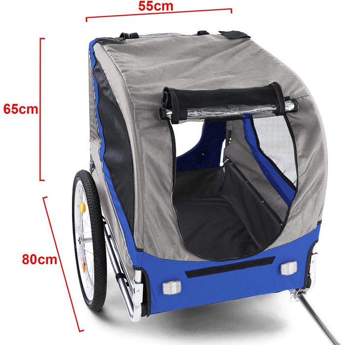 Причіп для велосипеда для собак, складний, блакитний/сірий, до 40 кг