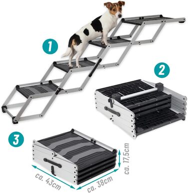 Сходинка для собак VOSS.PET, 4 сходинки, з алюмінію, з килимком, для автомобіля