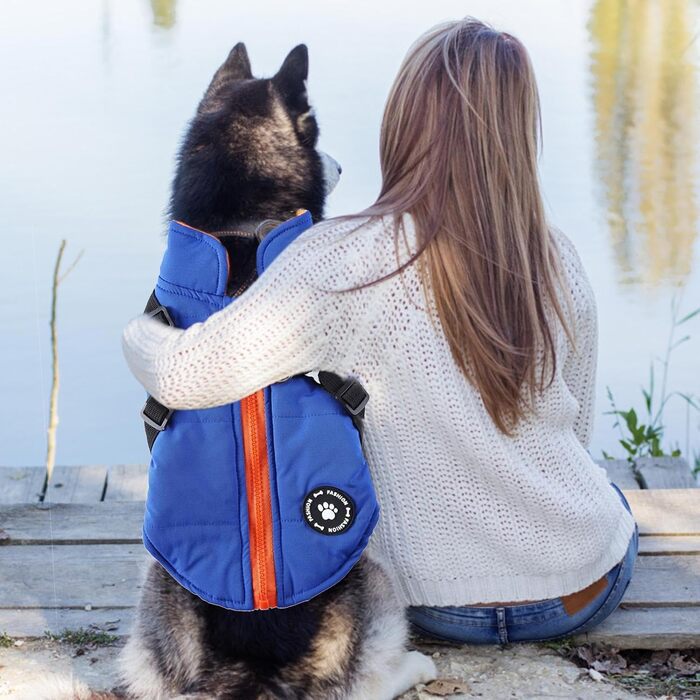 Теплий зимовий пуховик для собак, водонепроникна флісова жилетка, тепла куртка для цуценят та собак різних розмірів (S, блакитний)