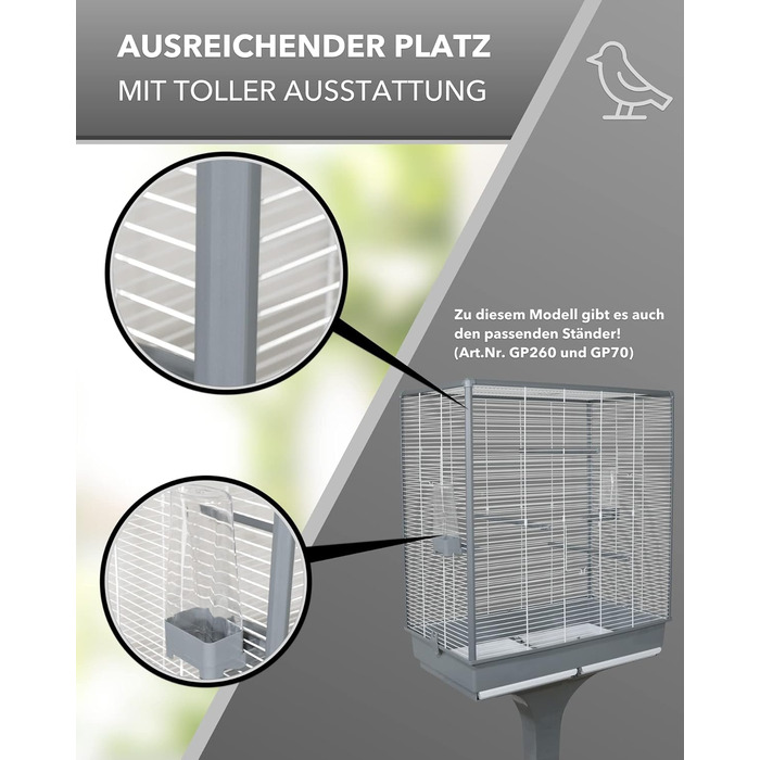 Клітка для птахів велика, волієра для хвилястих папужок, канарів, 2 птахів, аксесуари, 80 см