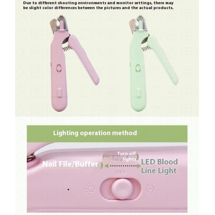 Ножиці для собак та котів з підсвічуванням, безпечні, з вбудованим точилом (рожеві)