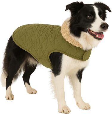 Теплий дощовик для собак Flamingo Bonnie, зелений, розмір 40, преміум-якість, водонепроникний, машинне прання 30°C, застібка-липучка, плюшевий наповнювач