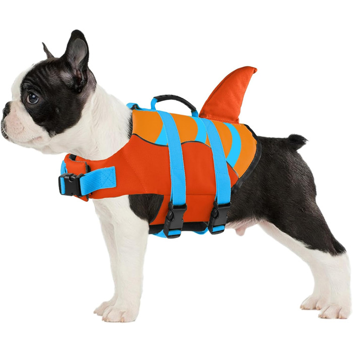 Жилет для плавання собак Shark Fin від Fragralley, висока плавучість, міцний нейлон та поліуретановий пінопласт для плавання, катання на човні та водних видів спорту