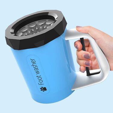 Очищувач для лап собак PJDDP, портативний, силіконовий, з щіткою та рушником, для собак та котів (блакитний)