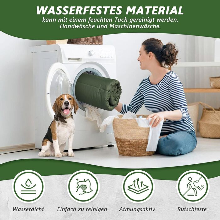 Водонепроникний килимок для собак Lohofrnny 110x68 см, товстий, м'який, з можливістю прання, для подорожей, кемпінгу та відпочинку на природі (оливковий)