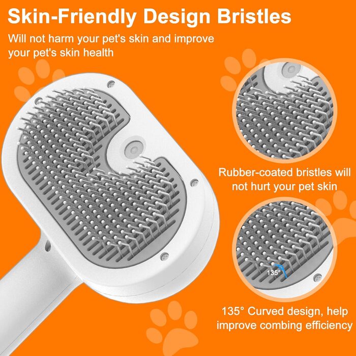 Бьордобра Стімі Кетенбюстш, щітка для котів 3 в 1 зі спіральним масажем, видаляє шерсть, біла