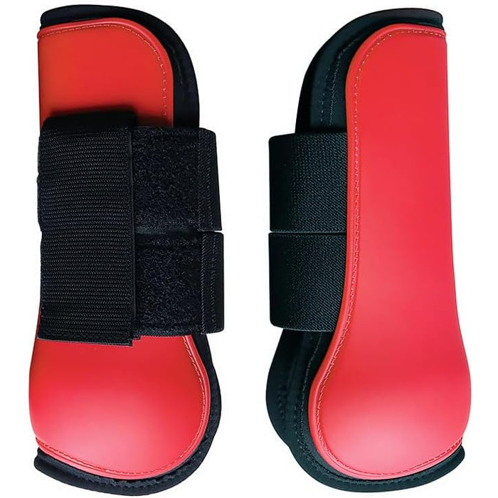 Гетри для коней Merauno® 4 шт. Комплект гетрів для передніх та задніх ніг, захист від ударів, застібка на пряжку, для жінок та чоловіків, міцний PU, захист сухожиль, класичні (будівельні), червоний (S)