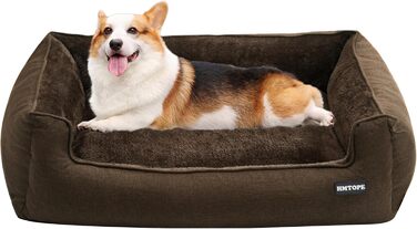 Ліжко для собак, лежанка для собак, подушка для собак, корзина для собак. Знімне та пральне, коричневого кольору, 90 x 75 x 25 см