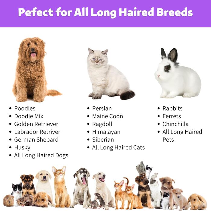 Щітка для догляду за шерстю 2-в-1, 20 зігнутих зубців, інструмент для видалення шерсті з довгої шерсті домашніх тварин, середньої жорсткості