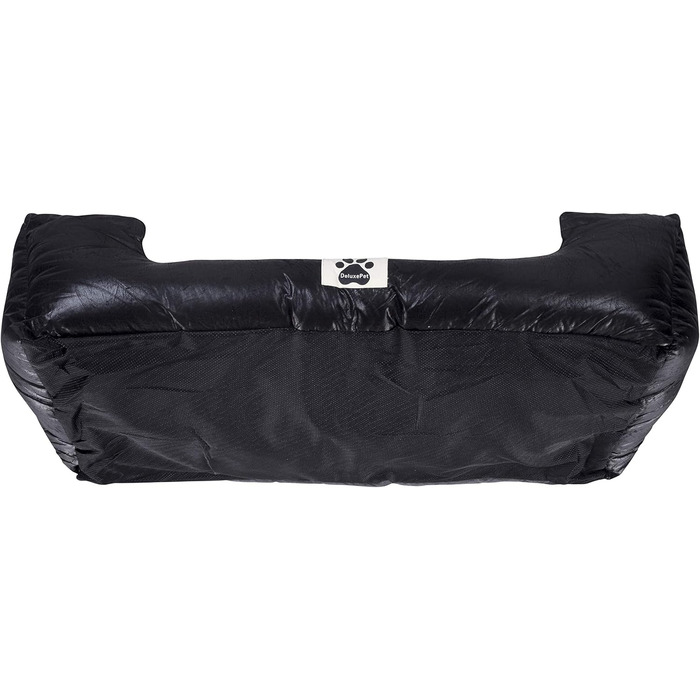 Крісло-ліжко для собак CLAMARO 'DeluxePet' чорного кольору 120x80 см з штучної шкіри, 2в1 з поворотним подушками, для великих собак, з боковинами з м'якою оббивкою, антиковзаюча підкладка, розмір Large