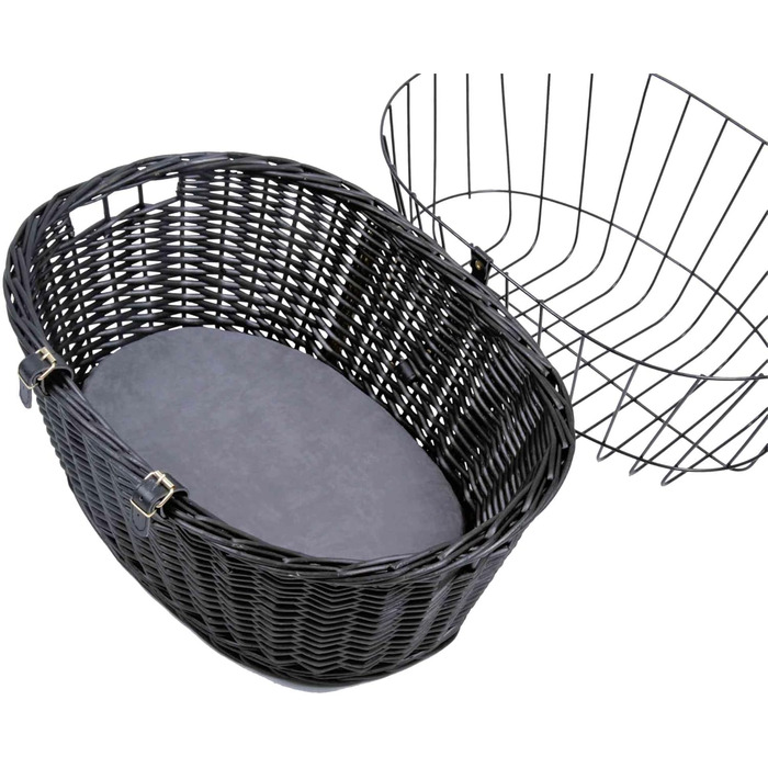 Корзина для собак TRIXIE на велосипед, до 5 кг, 50x41x35 см - плетена корзина для велосипеда на кермо, з штучним плетінням, пластикова сітка, 2818