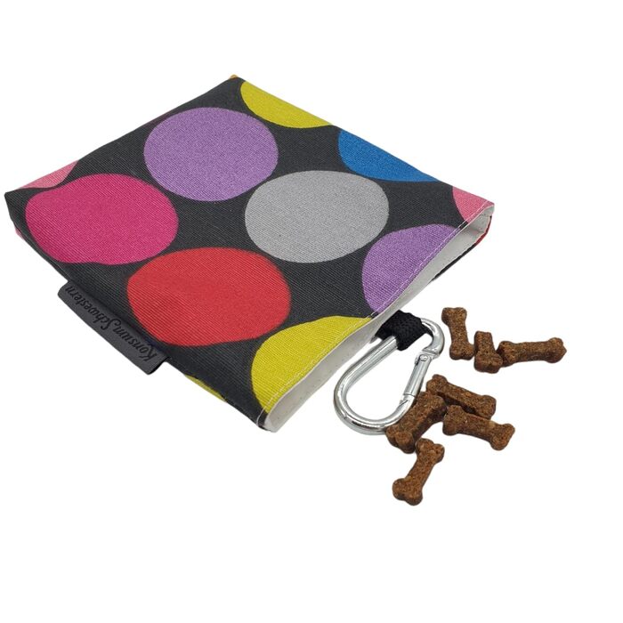 Сумка для ласощів для собак з магнітом та карабіном з ламінованої бавовни - ЯСКРАВІ КУТІ - ЧОРНИЙ