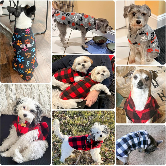 Теплий плед-жилет для собак BEAUTYZOO: флісова жилетка, вітрозахисна куртка для маленьких та середніх порід, XS, S, цуценята, з кільцем для повідка, класичний візерунок буйвола