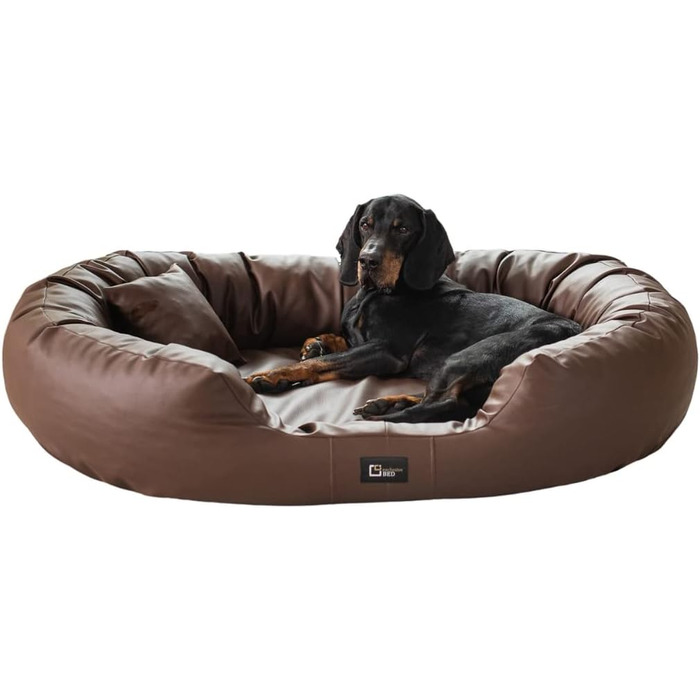 Ортопедичне ліжко для собак Nancy Premium, велике, середнє, маленьке - подушка для собак, килимок для собак з еко-шкіри, неслизьке, довговічне, зносостійке, міцне (L, Коричневий)