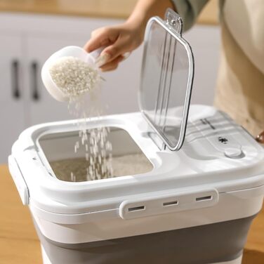 Контейнер для корму для собак RoxNvm, 12.5 кг, з кришкою та ложкою, сірий