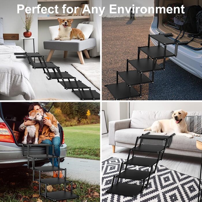 Складана драбина для собак у машину, SUV, вантажівка - Легка рамка для домашніх тварин для великих собак з антиковзкою поверхнею