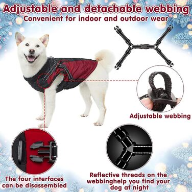 Зимовий теплий куртка для собак, водонепроникний та вітронепроникний, для середніх та великих собак, Khaki, S