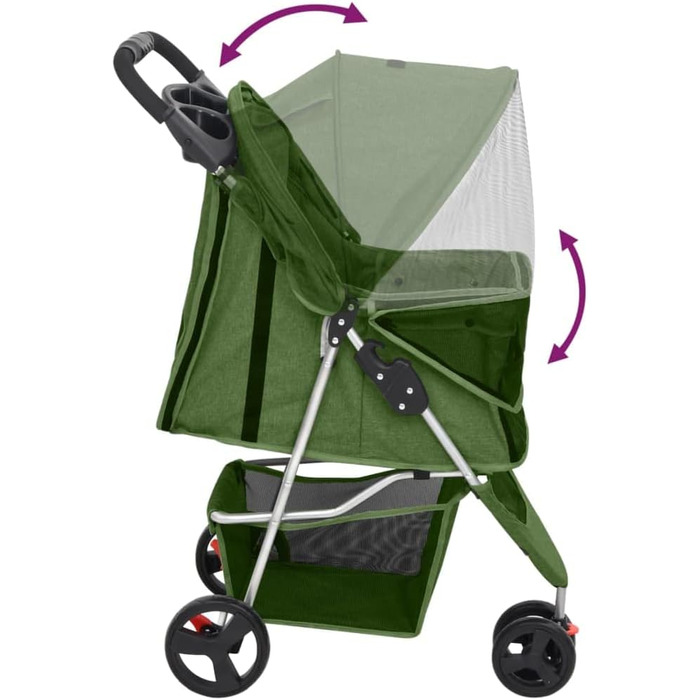 Складаний візок для собак vidaXL 80x46x98 см, оксфорд, зелений