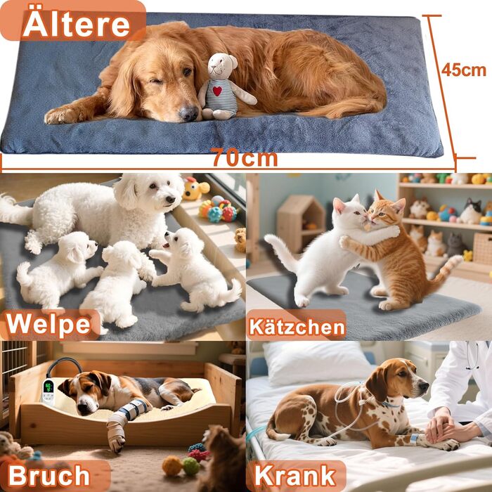 Килимок грілка для тварин 70x45 см: великі собаки, коти, анти-гризучий, з регулюванням температури