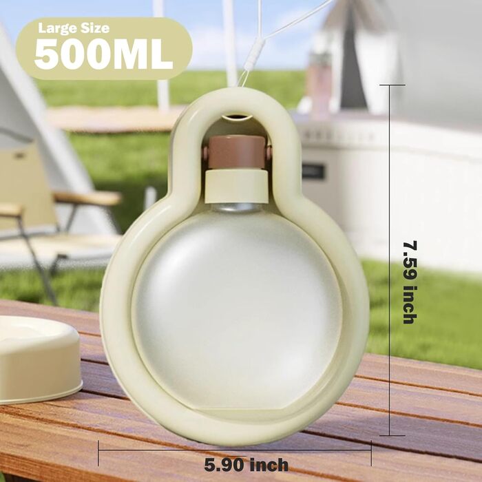 Водяна пляшка для собак, портативна годівниця для води, витокозахисна, 500 мл, білий пластик