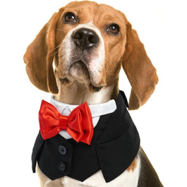 Нашийник для собак з краваткою для весілля, смокінгу, Дня святого Валентина, дня народження - костюм для собак, одяг для котів (чорний, M) M Чорний