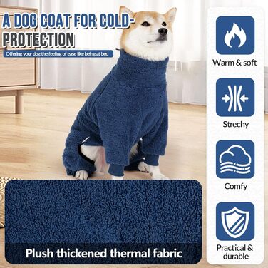 Теплий зимовий костюм для собак SlowTon: флісовий комбінезон-одяг для маленьких та середніх собак, XXXL, блакитний