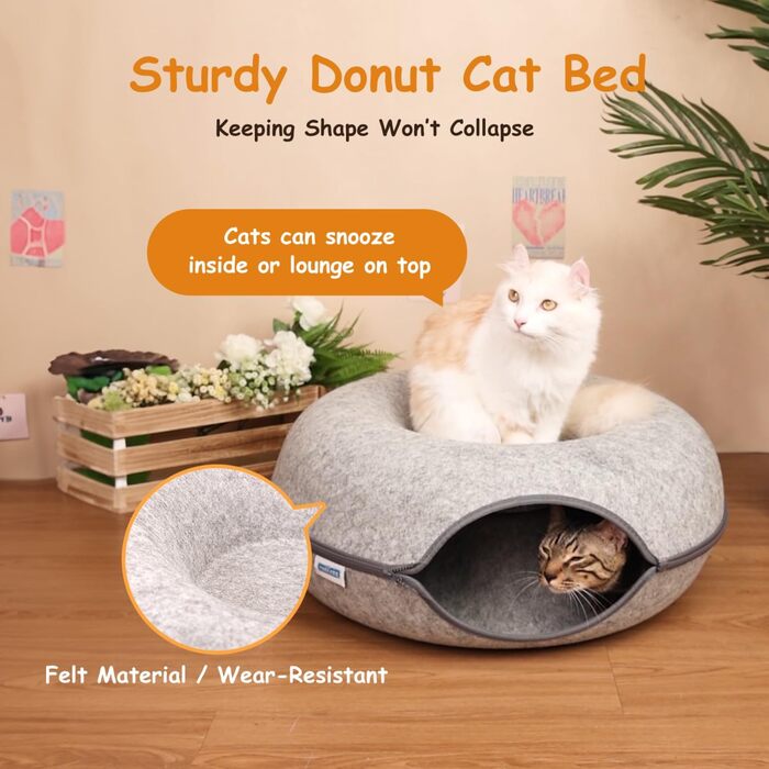 Кішка Будиночок-Туннель Nobleza з Фетру, Сірий, 60x60x26 см