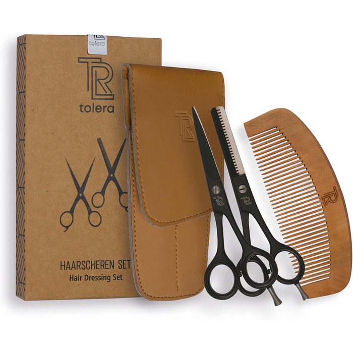 Набір професійних перукарських ножиць з гребінцем та екіпежем | Ножиці для стрижки та проріджування волосся - гострі та точні - унісекс перукарські ножиці та ножиці для проріджування