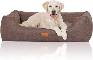 Кенуфельвуфф Лотте: ліжко для собак з велюру, XL, 105 x 75 см, сіро-коричневе - знімний чохол, можна прати - для великих, середніх та маленьких собак