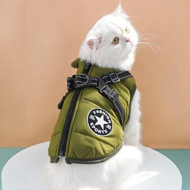 Зимовий жилет для собак Ectkuee з кріпленням для повідка, водонепроникний, для маленьких собак, машинне прання, світловідбиваючий, зелений (L)