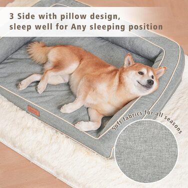 Ортопедичне ліжко для собак XL, 111x86x25 см, Memory Foam, водовідштовхувальне, сірого кольору