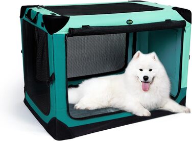 Складана переносна переносна клітка для собак та котів Ownpets з міцним сталевим каркасом, 4 дверцята, розмір L (91.5 x 63.5 x 63.5 см)