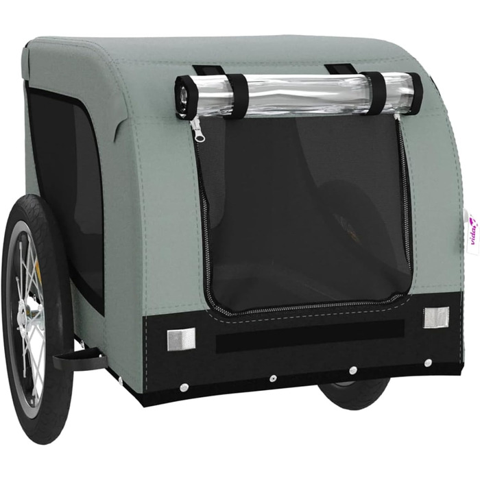 Трейлер для собак Oxford, сіро-чорний, 124x65x66 см, для маленьких собак та котів, модель 94000