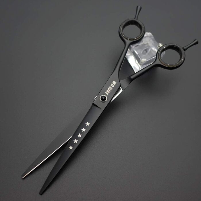 Професійний набір для стрижки собак: пряма та вигнута шерсть, чункер та гребінець, 17.8 см, 5 шт. в наборі (для правшів, чорний)