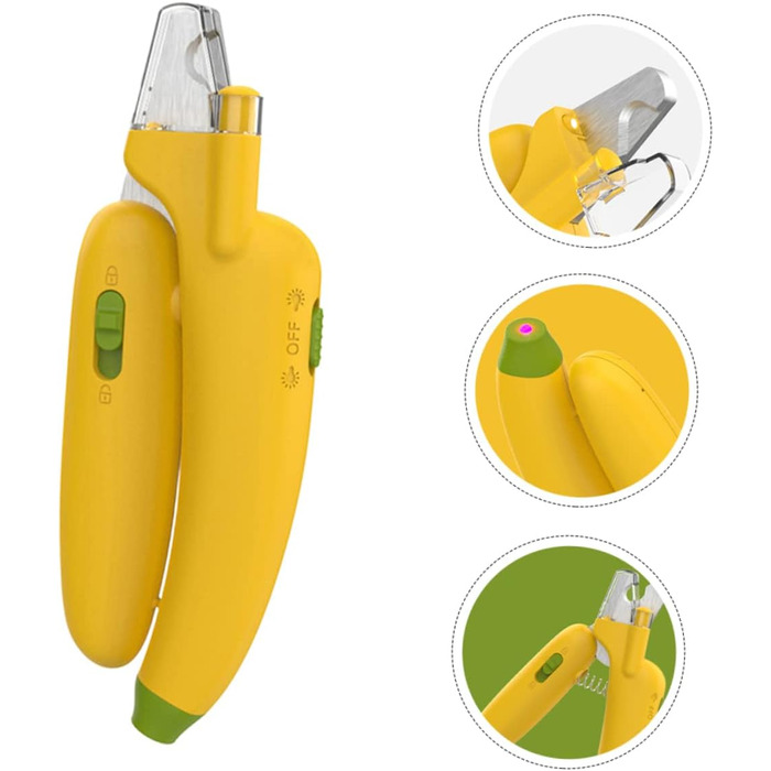 Безпечний тример для кігтів собак та котів BESPORTBLE з LED-підсвічуванням (14x5x2 см, жовтий)