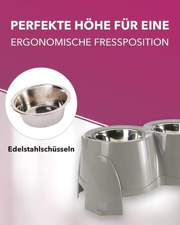 PETGARD Станція годування для собак з нержавіючої сталі - набір мисок - годівниця для собак Преміум класу - 61 x 35 x 28 см - об'єм 2 x 1500 мл