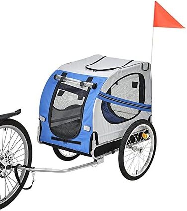 Фаррад-причіп для собак, складний, з оксфордської тканини з відбивачами, 73 × 90 × 137 см, вантажопідйомність 40 кг, 4 кольори (блакитний)